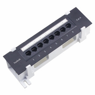 Yankok CAT6 8 Port Patch Panel with Bracket 1U Rack/Wall Mount