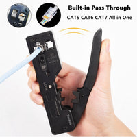 Yankok CAT5 CAT6 CAT7 Pass Through Crimper (RJ45 RJ12 RJ11 Pass-Thru and Regular Crimp and Cut) HT-7088BK Black