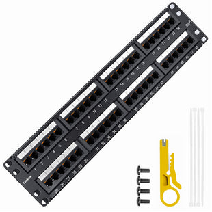 Yankok CAT6 48 Port Patch Panel Unshielded 19in.x2U Rack/Wall Mount