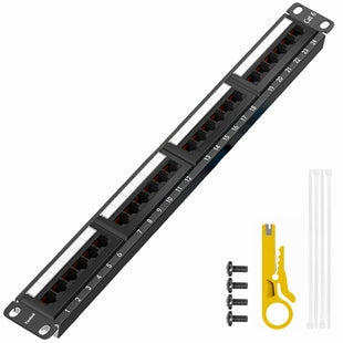 Yankok CAT6 24 Port Patch Panel Unshielded 19in.x1U Rack/Wall Mount