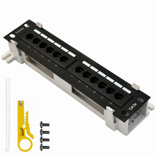 Yankok CAT5/5e 12 Port Patch Panel with Bracket 10in.x1U Rack/Wall Mount