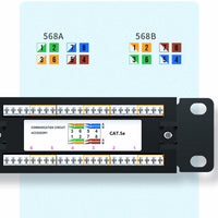 Yankok CAT5 / 5e12ポートパッチパネル10in.x1Uシールドなしラック/壁掛けブラケット付き