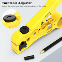 Yankok HT352Y Universal Cable Strip and Cut Tool Yellow with Adjustable Blade Depth (Coaxial / Ethernet / TV / Telephone)